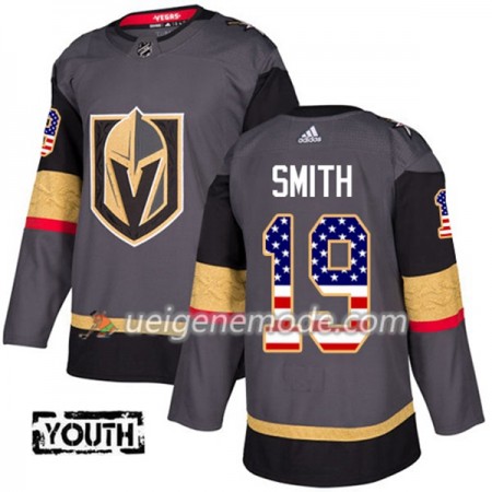 Kinder Eishockey Vegas Golden Knights Trikot Reilly Smith 19 Adidas 2017-2018 Grau USA Flag Fashion Authentic